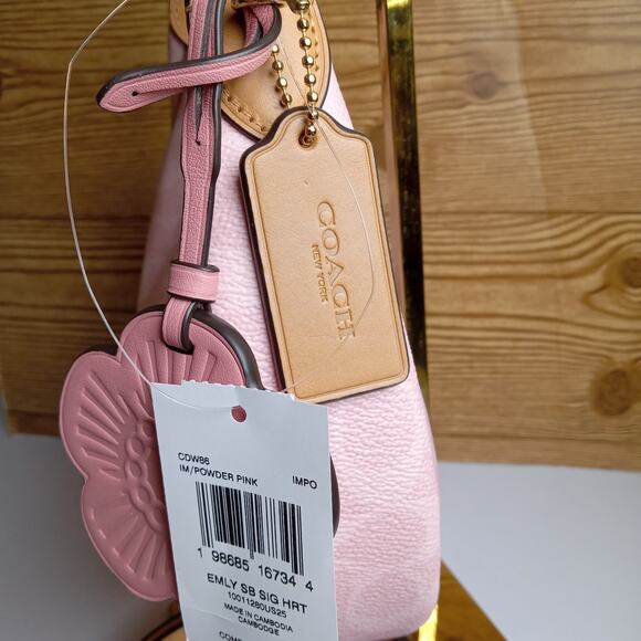 Coach Pink Powder Emily Shoulder Bag Crossbody With Charms - NEW In Hand CDW86 - Picture 5 of 8
